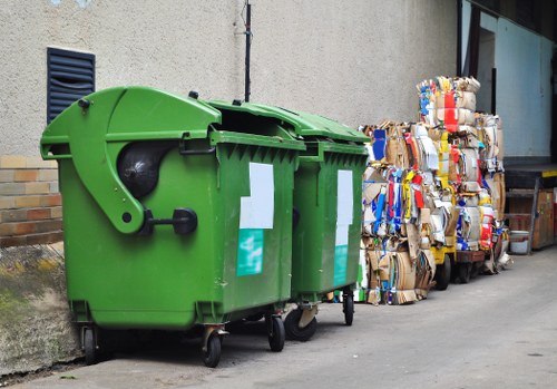 Recycling bins and transfer station signage for local waste separation